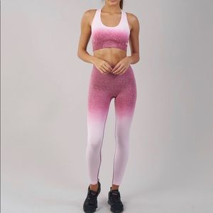 Gymshark pink & white ombré sports bra + leggings